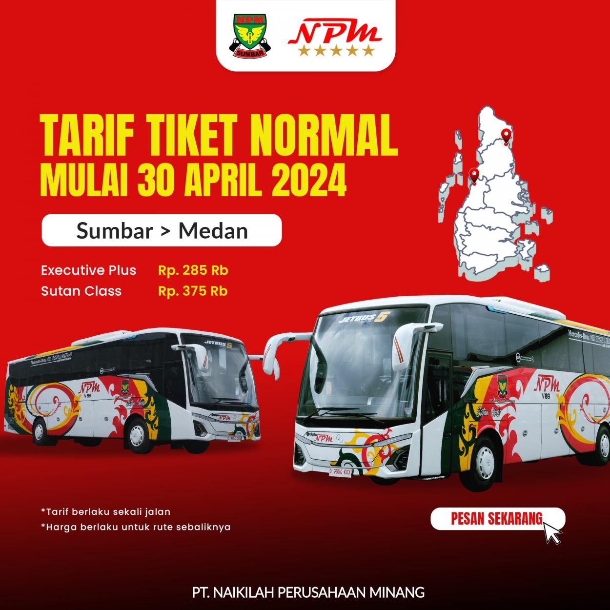 Harga tiket kembali normal 